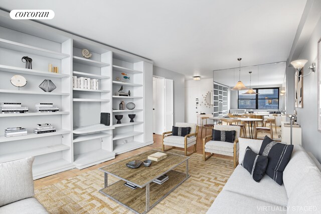 living room with light wood-type flooring