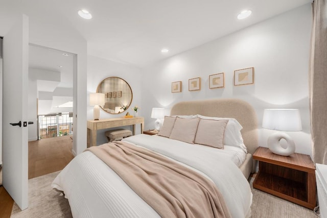 bedroom with light hardwood / wood-style flooring