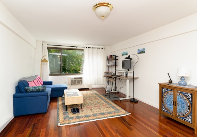 living room featuring dark hardwood / wood-style floors