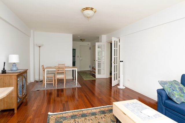 interior space featuring dark wood-type flooring and french doors