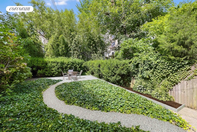 view of yard with a patio and fence