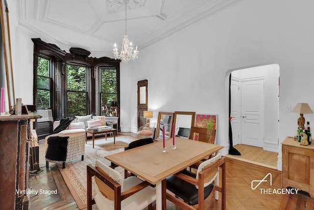 1388 Lexington Ave Unit 2W, New York City, NY 10128 - dining space with a chandelier and crown molding