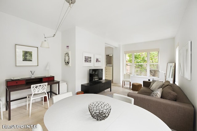 living room featuring light wood-type flooring