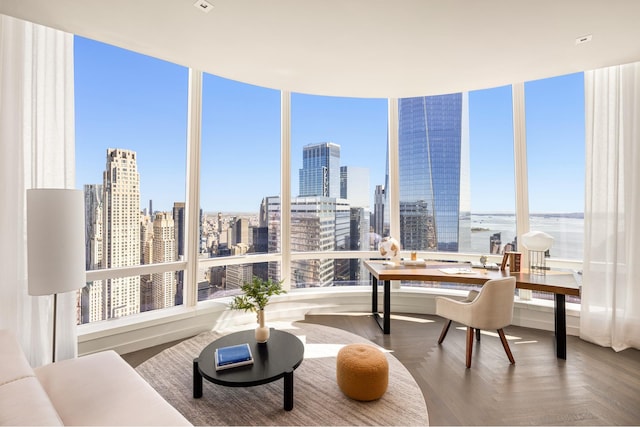 111 Murray St Unit Ph2, New York City, NY 10007 - office featuring a view of skyline, healthy amount of natural light, and expansive windows