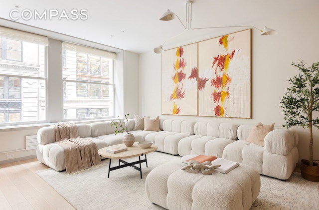 living area featuring wood finished floors