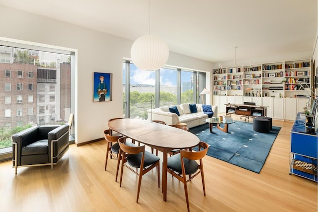 dining space featuring a healthy amount of sunlight and light wood-type flooring