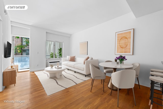 living room featuring light wood-type flooring