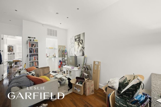 living room with hardwood / wood-style floors