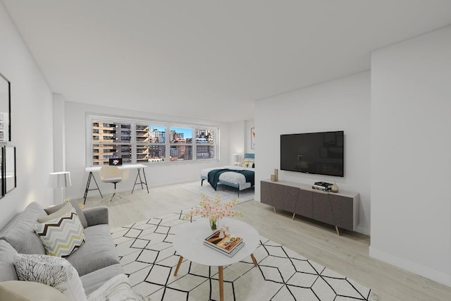 living room with light hardwood / wood-style floors