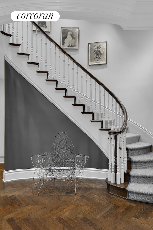 stairway with baseboards