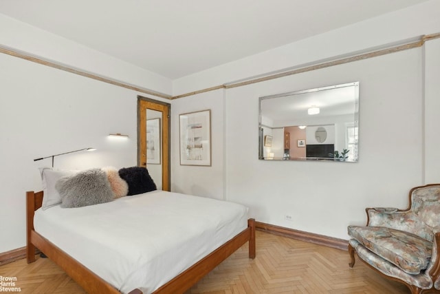 living room featuring light parquet floors