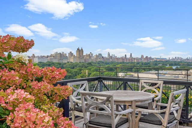 955 5th Ave Unit 2B, New York City, NY 10075 - deck featuring a view of skyline and outdoor dining space