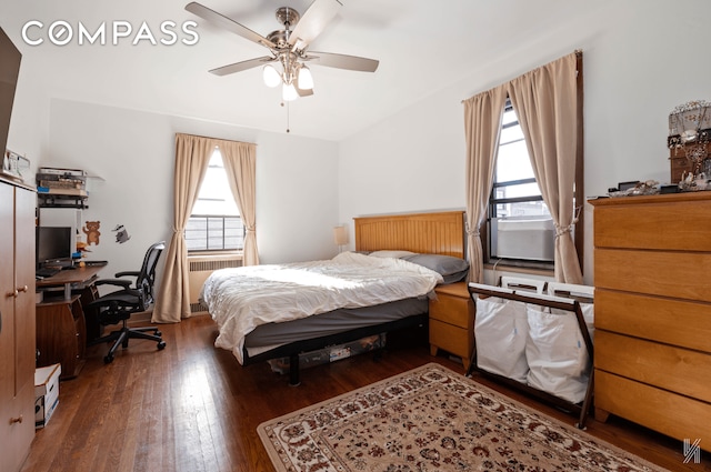 bedroom featuring wood-type flooring and ceiling fan