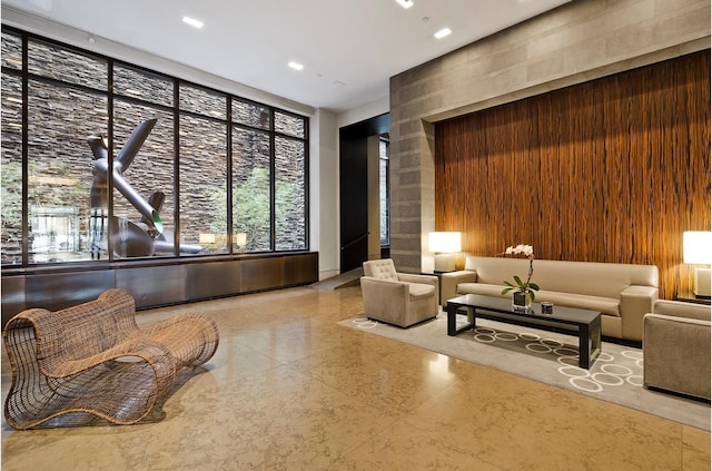 community lobby featuring recessed lighting