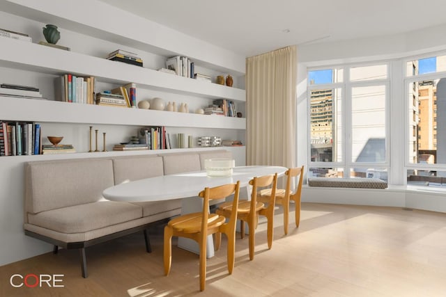 living area with light hardwood / wood-style flooring