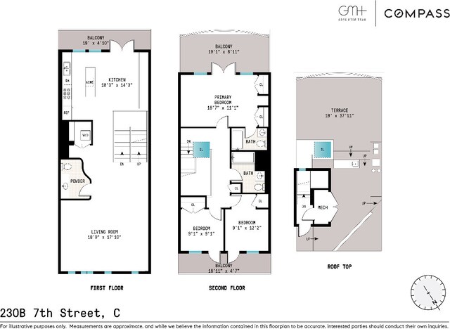 230B 7th St Unit C, New York City NY, 11215, 3 bedrooms, 2.5 baths townhouse for sale