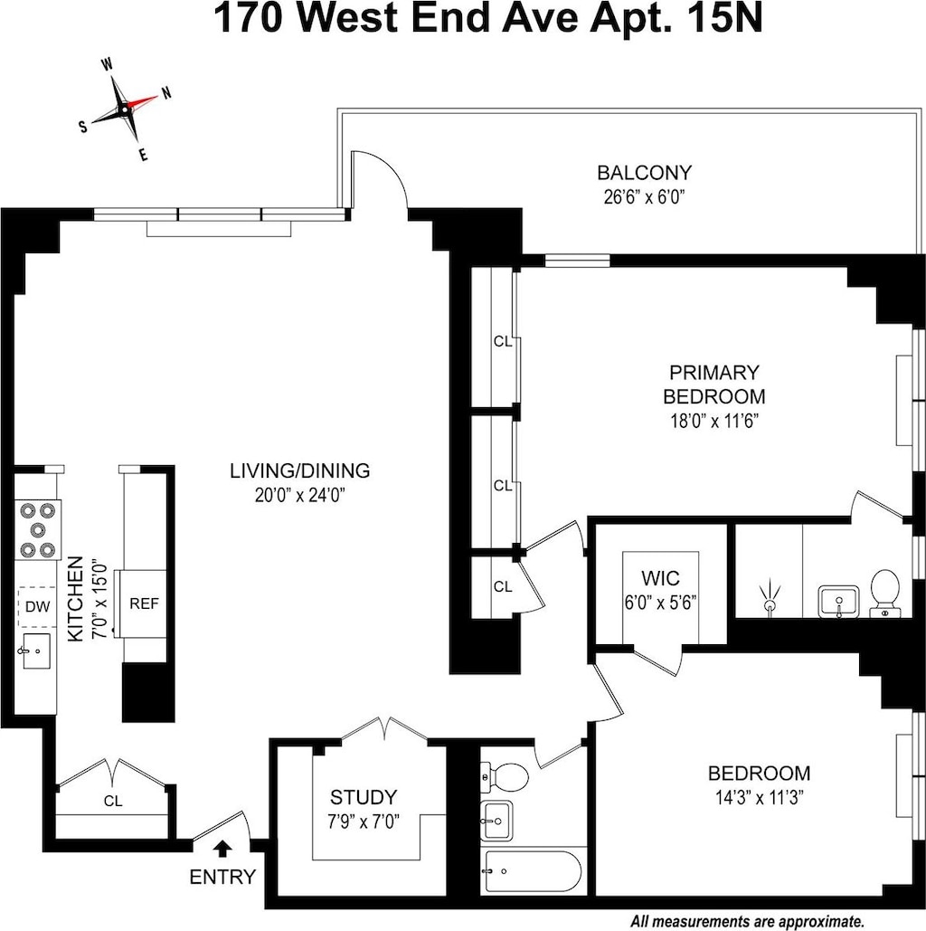 170 W End Ave Unit 15N, New York City, NY 10023 - view of home floor plan