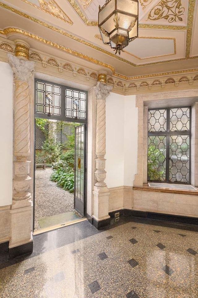 interior space with granite finish floor