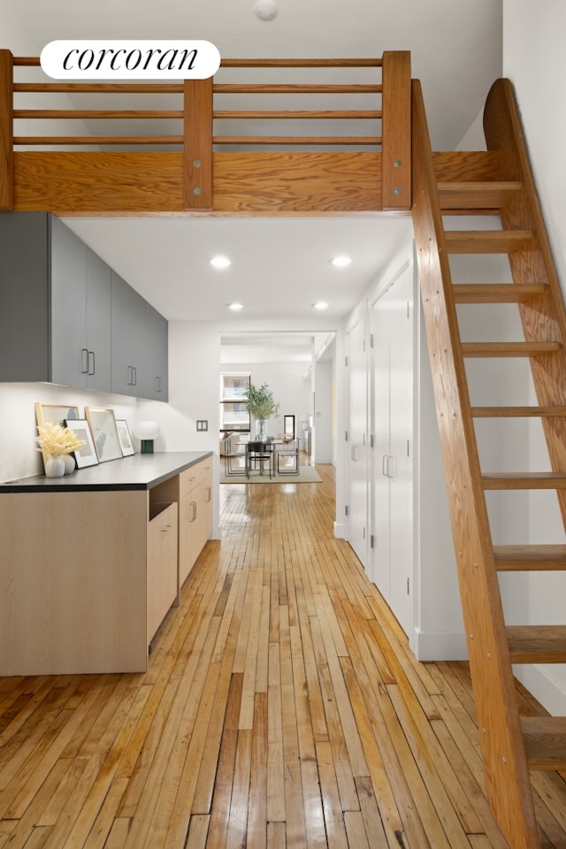 kitchen featuring recessed lighting and light wood-style floors