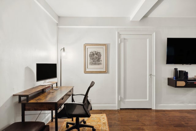 424 E 52nd St Unit 2D, New York City, NY 10022 - office area with wood finished floors and baseboards