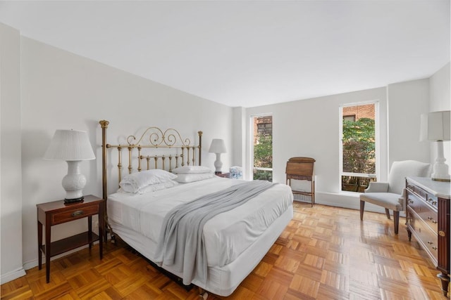 bedroom with parquet floors