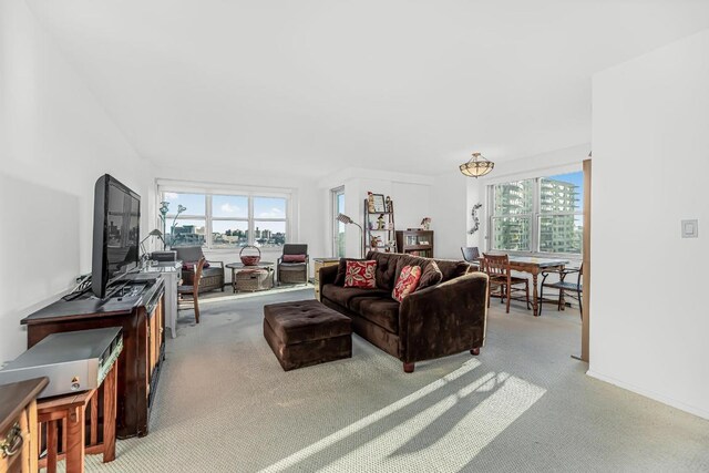 living room with light carpet