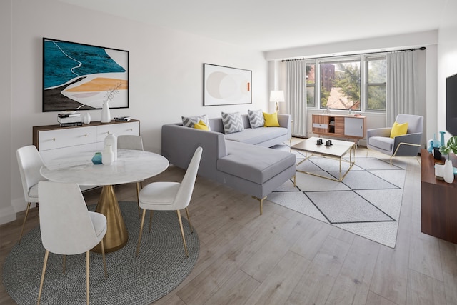 living room with light wood-style floors