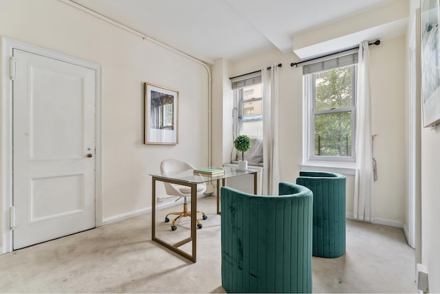 1 E End Ave Unit 3C, New York City, NY 10075 - dining room featuring an office area, light carpet, and baseboards