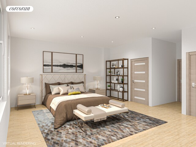 bedroom featuring light hardwood / wood-style floors