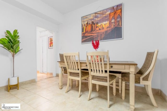 view of tiled dining space