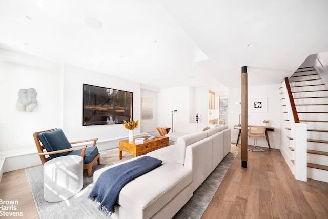 living room with light hardwood / wood-style floors