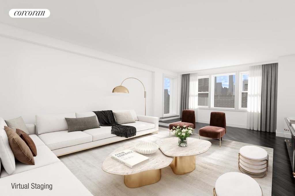 living room with hardwood / wood-style flooring