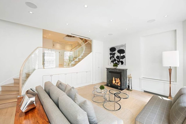 living room featuring light hardwood / wood-style floors