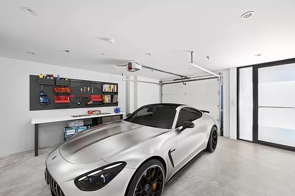 garage with a garage door opener