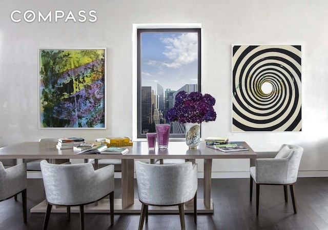 20 W 53rd St Unit 42A, New York City, NY 10019 - dining room featuring a desk and wood finished floors