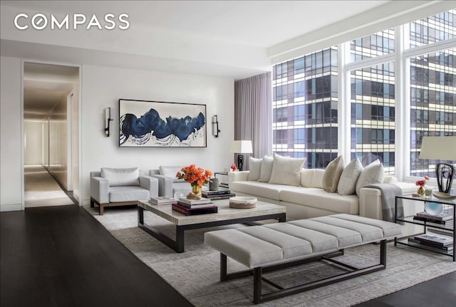 20 W 53rd St Unit 42A, New York City, NY 10019 - living area featuring wood finished floors