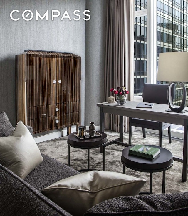 interior space featuring carpet floors