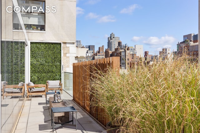 balcony with a view of city