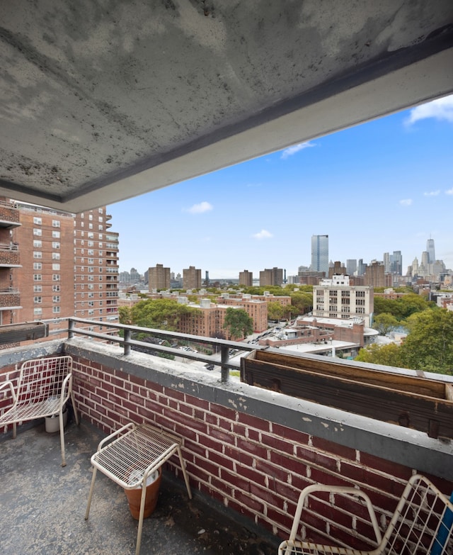 balcony featuring a view of city