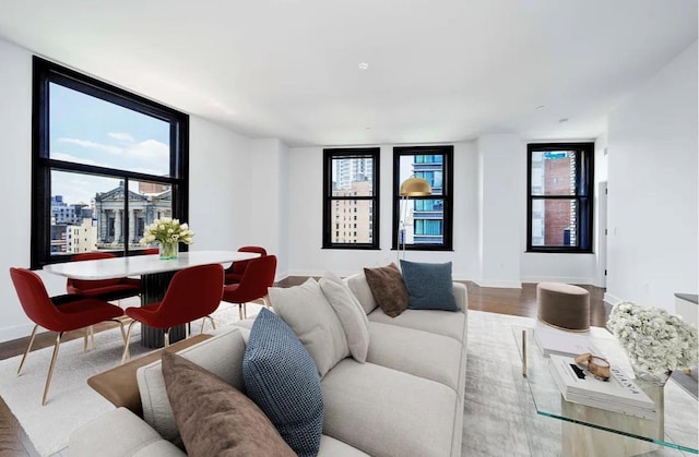 living room featuring hardwood / wood-style flooring