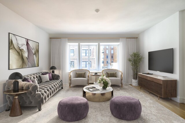 living room featuring light hardwood / wood-style flooring