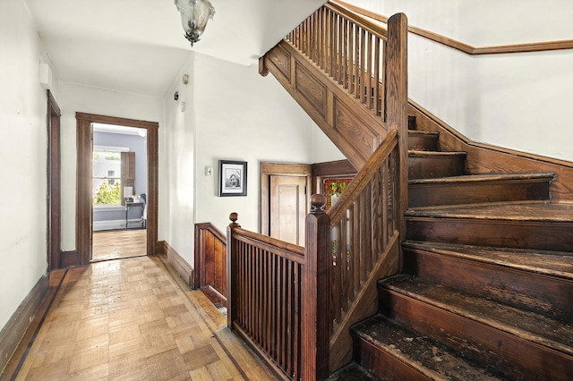 stairs with baseboards