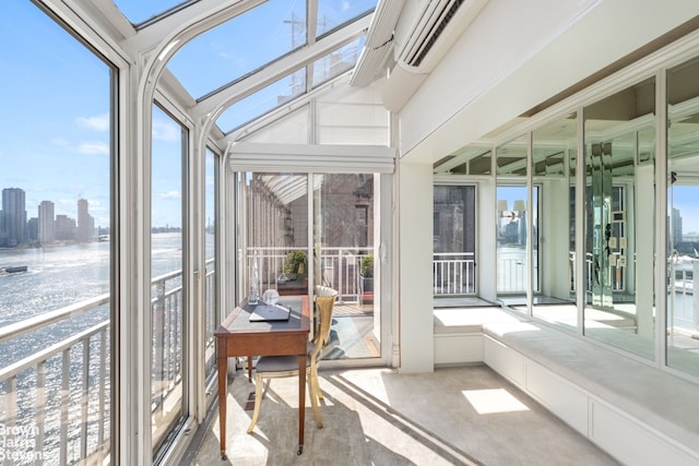 60 Sutton Pl S Unit Ph19S, New York City, NY 10022 - sunroom featuring a water view and carpet flooring