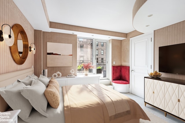 60 Sutton Pl S Unit Ph19S, New York City, NY 10022 - bedroom with wallpapered walls and light colored carpet