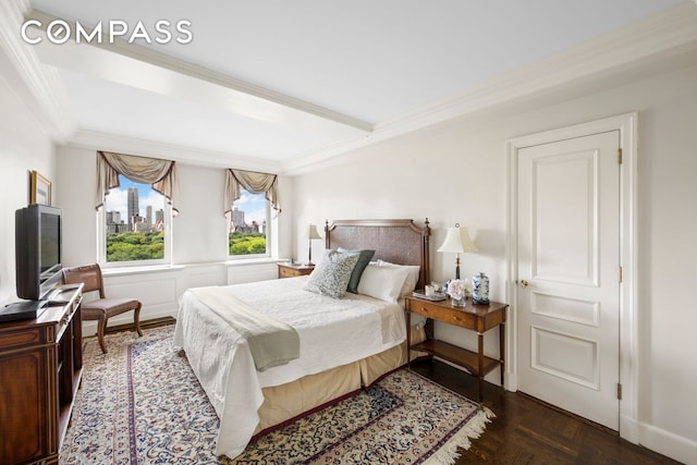 bedroom featuring ornamental molding