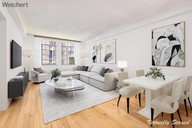 living room featuring light hardwood / wood-style flooring