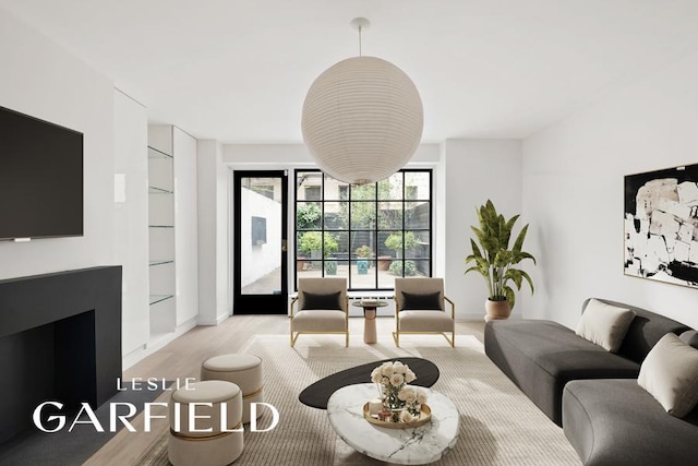 living area with light wood-style floors