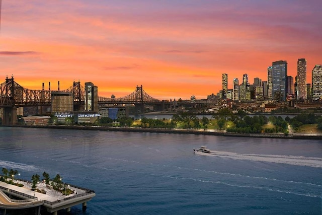 property view of water featuring a view of city