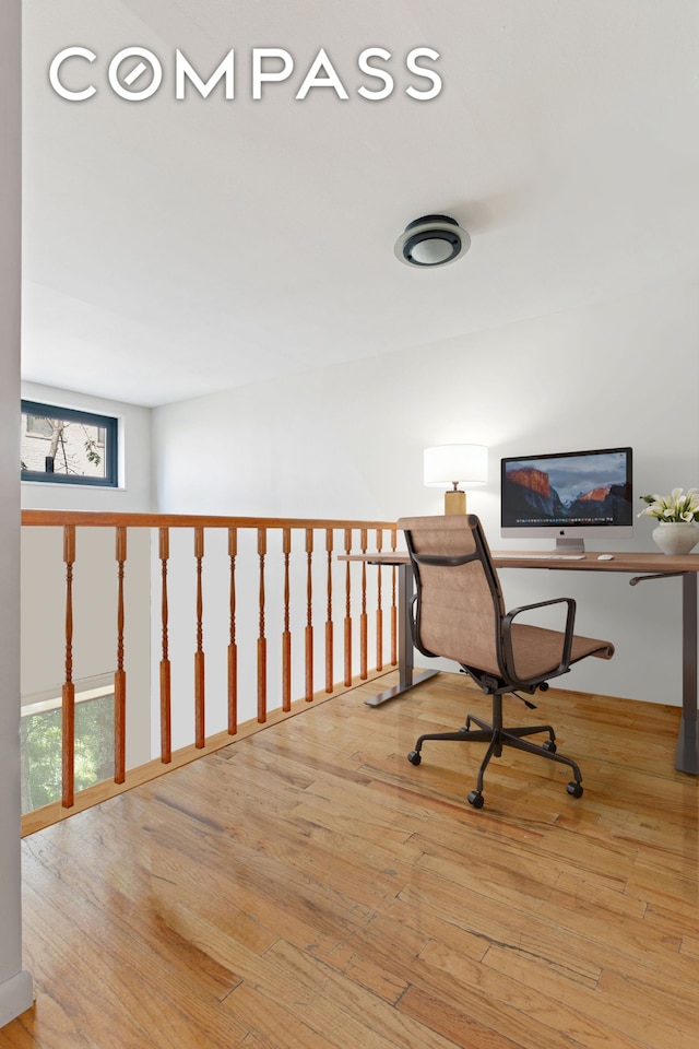 office area featuring hardwood / wood-style floors