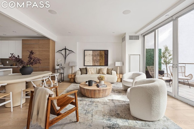 living room featuring light hardwood / wood-style floors